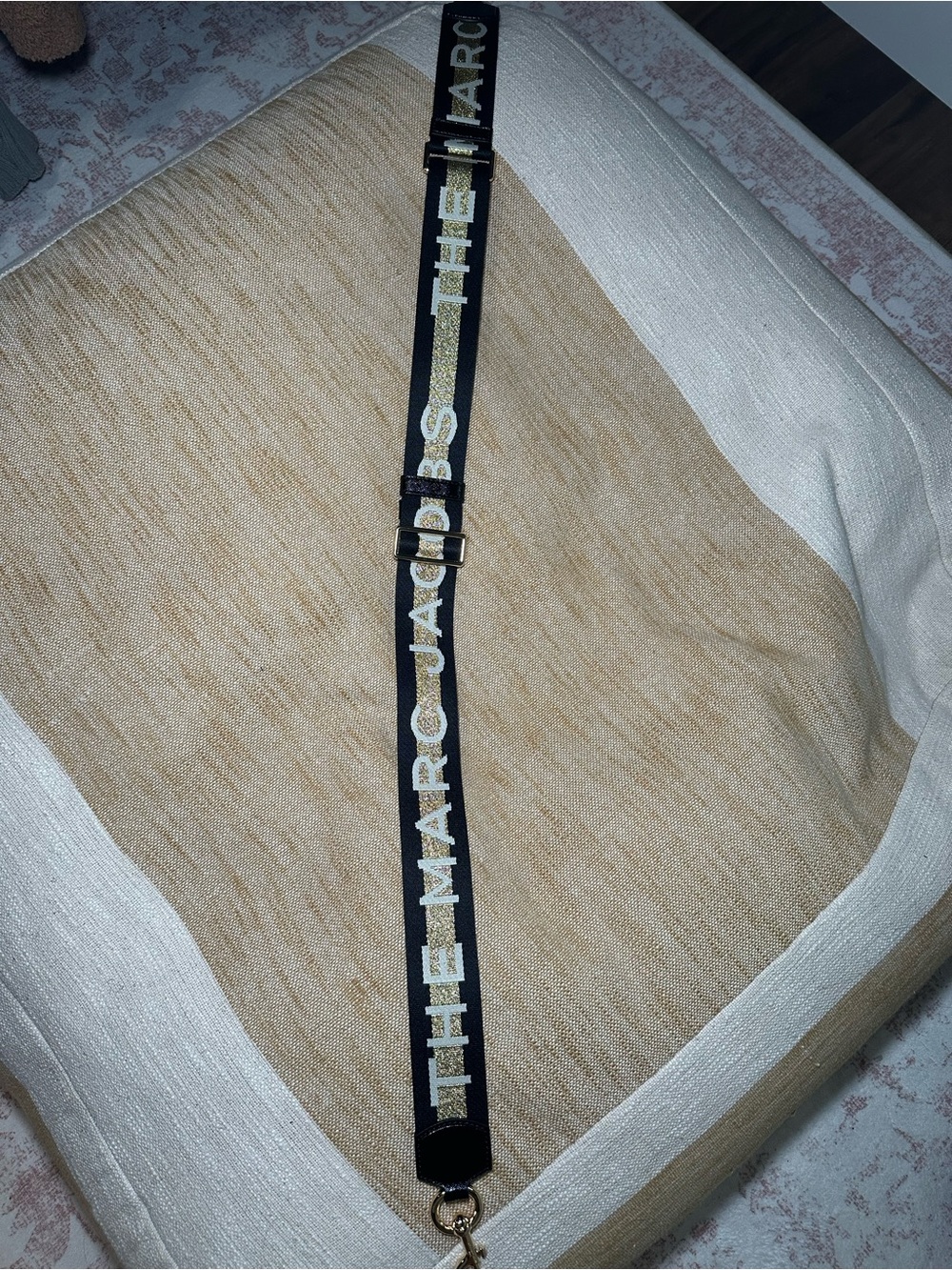 Marc Jacobs Black Logo Strap with Gold Hardware